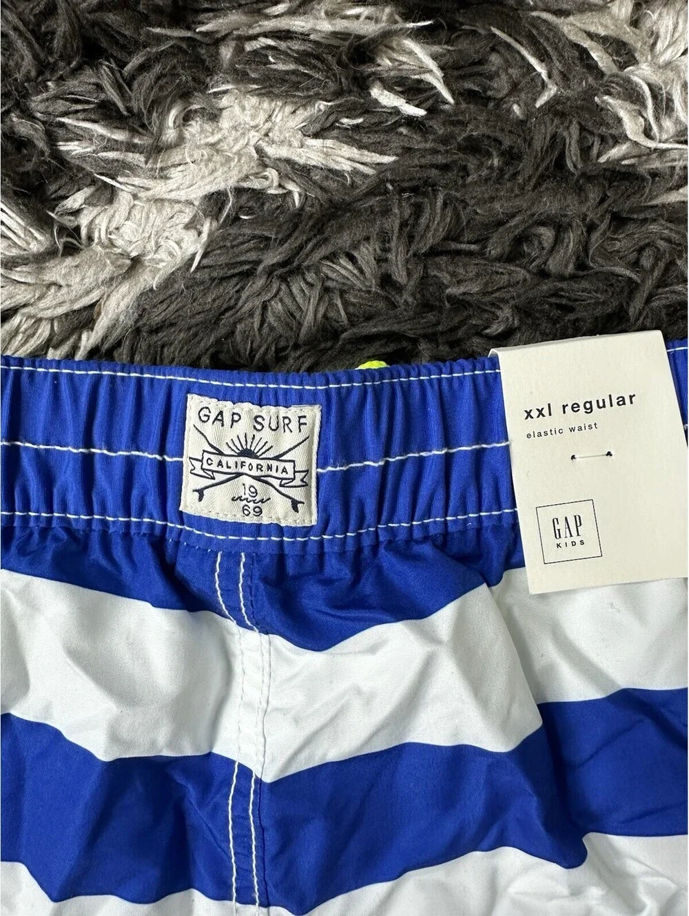 Gap Kids Swim Trunks XXL 14 16 Boys Blue White Striped Board Shorts UPF 40 NWT